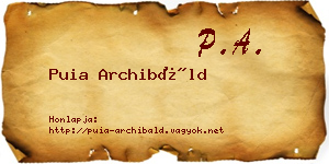 Puia Archibáld névjegykártya